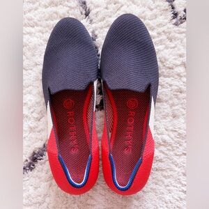 Rothy's Vibrant Red and Navy Flats sz 7